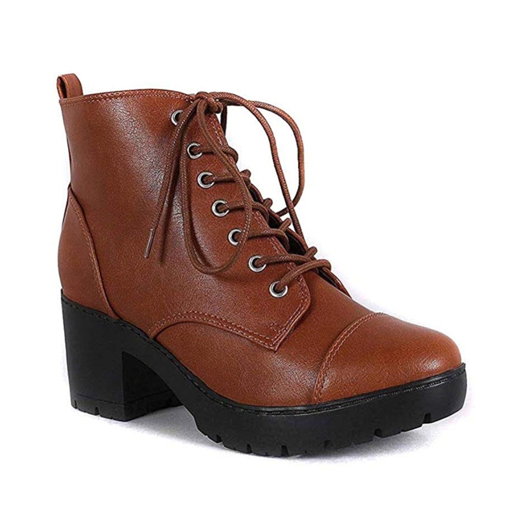 Lug Combat Cap Toe Booties Women's  Ankle Booties - Picture 2 of 4